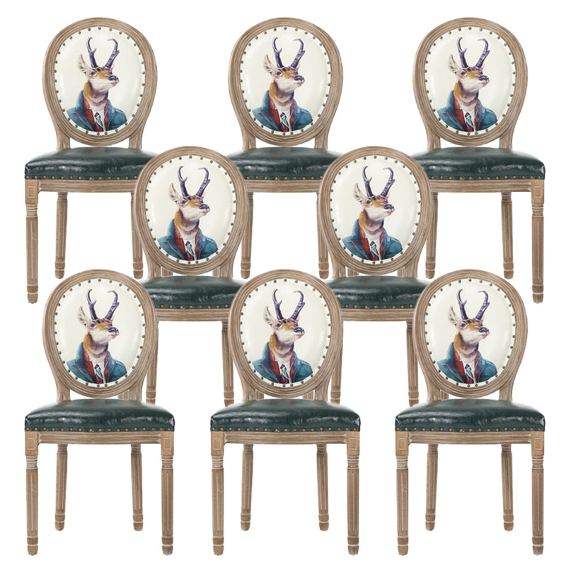 French Country Upholstered Armless Chair Home Solid Wood Dining Chair Lake Green 8 Piece Set Clearhalo 'Dining Chairs' 'Dining Tables & Seating' 'dining_chair' 'furn' 'furn_dining_chair' 'Furniture' 'Kitchen & Dining Furniture' 7567818