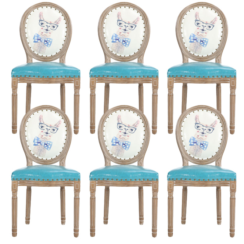 French Country Upholstered Armless Chair Home Solid Wood Dining Chair Lemon Green 6 Piece Set Clearhalo 'Dining Chairs' 'Dining Tables & Seating' 'dining_chair' 'furn' 'furn_dining_chair' 'Furniture' 'Kitchen & Dining Furniture' 7567822