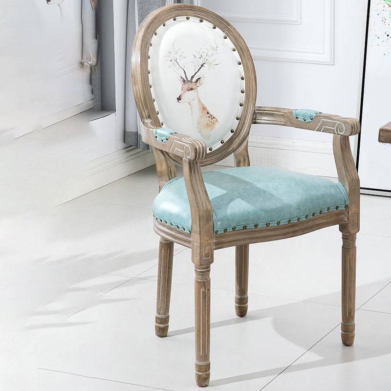 French Country Upholstered Armless Chair Home Solid Wood Dining Chair Green-White 1 Piece Clearhalo 'Dining Chairs' 'Dining Tables & Seating' 'dining_chair' 'furn' 'furn_dining_chair' 'Furniture' 'Kitchen & Dining Furniture' 7567824