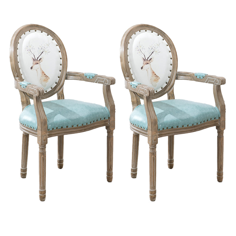 French Country Upholstered Armless Chair Home Solid Wood Dining Chair Green-White 2 Piece Set Clearhalo 'Dining Chairs' 'Dining Tables & Seating' 'dining_chair' 'furn' 'furn_dining_chair' 'Furniture' 'Kitchen & Dining Furniture' 7567825