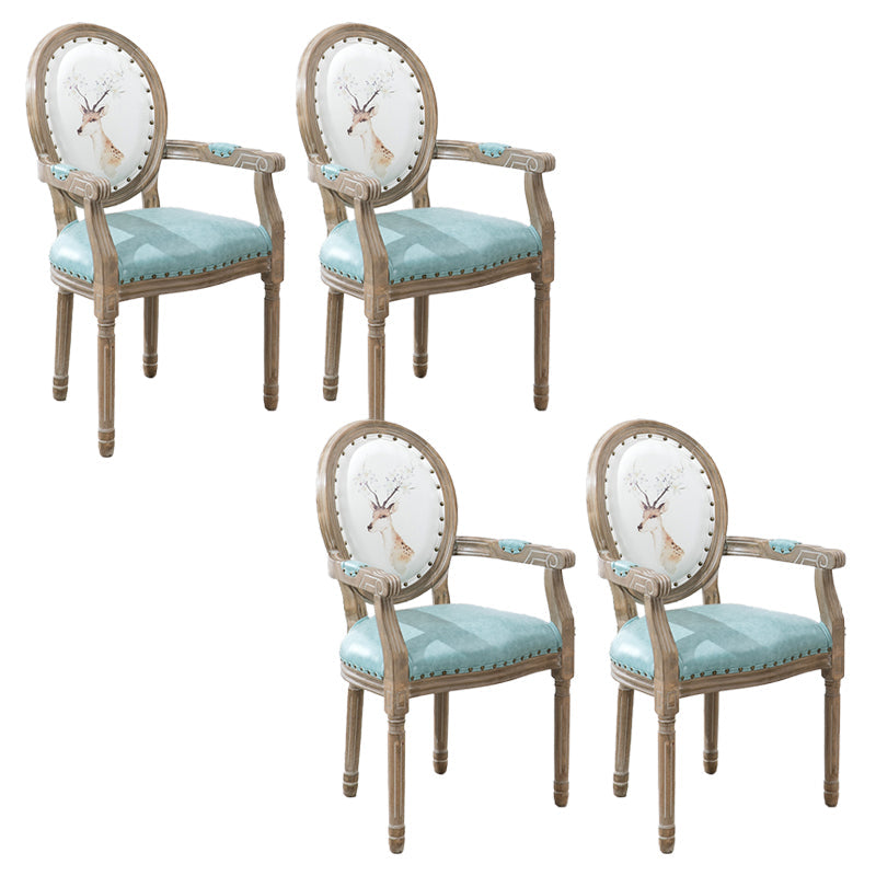 French Country Upholstered Armless Chair Home Solid Wood Dining Chair Green-White 4 Piece Set Clearhalo 'Dining Chairs' 'Dining Tables & Seating' 'dining_chair' 'furn' 'furn_dining_chair' 'Furniture' 'Kitchen & Dining Furniture' 7567826