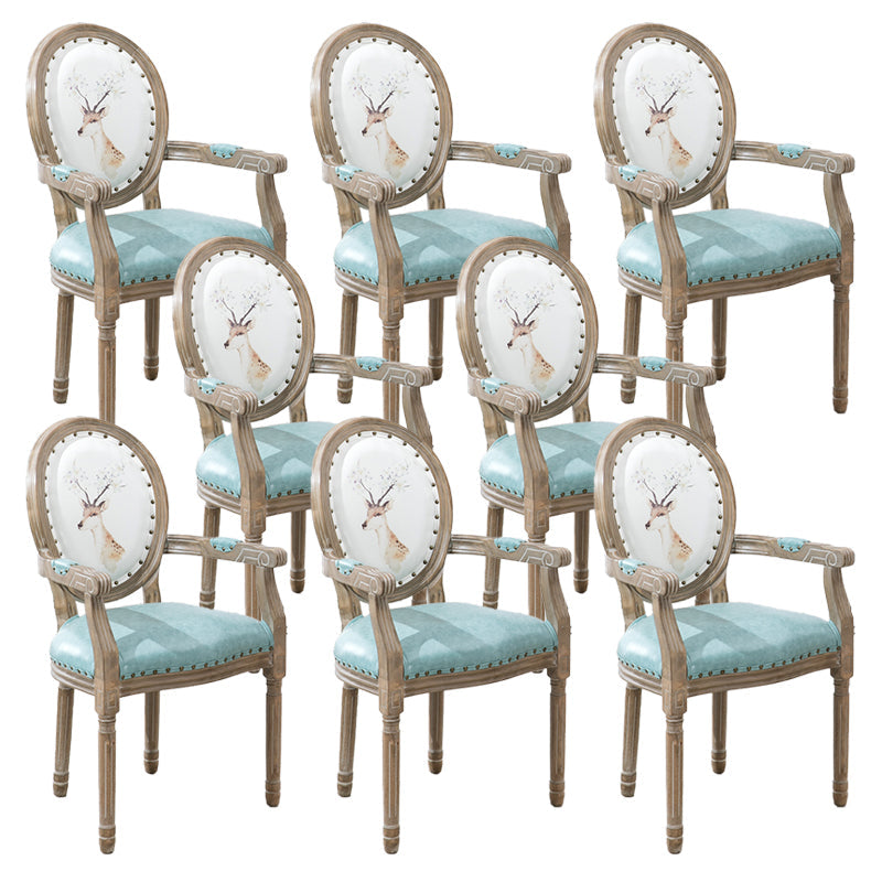 French Country Upholstered Armless Chair Home Solid Wood Dining Chair Green-White 8 Piece Set Clearhalo 'Dining Chairs' 'Dining Tables & Seating' 'dining_chair' 'furn' 'furn_dining_chair' 'Furniture' 'Kitchen & Dining Furniture' 7567828