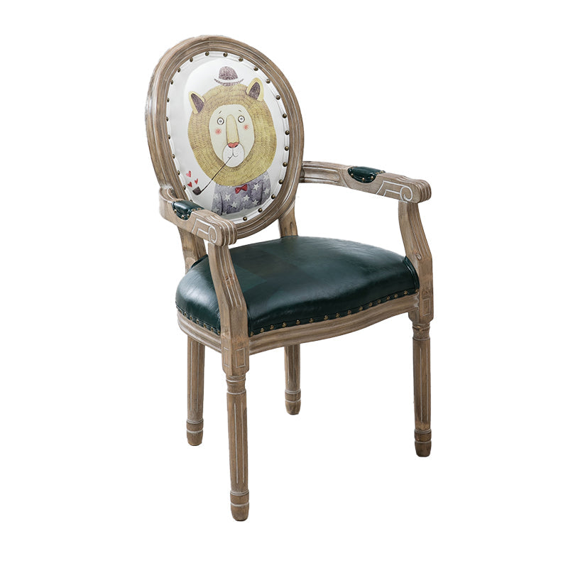 French Country Upholstered Armless Chair Home Solid Wood Dining Chair Green-Yellow 1 Piece Clearhalo 'Dining Chairs' 'Dining Tables & Seating' 'dining_chair' 'furn' 'furn_dining_chair' 'Furniture' 'Kitchen & Dining Furniture' 7567829