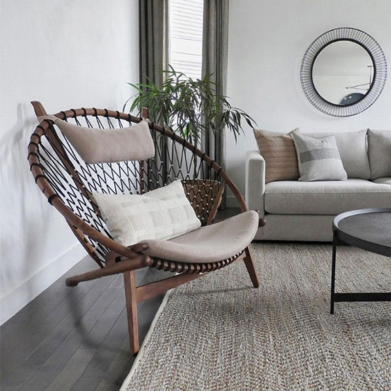 Scandinavian Papasan Chair Solid Color Wooden Papasan Chair for Living Room Clearhalo 'Accent Chairs' 'accent_chairs' 'Chairs & Seating' 'furn' 'furn_accent_chairs' 'Furniture' 'Living Room Furniture' 7567963