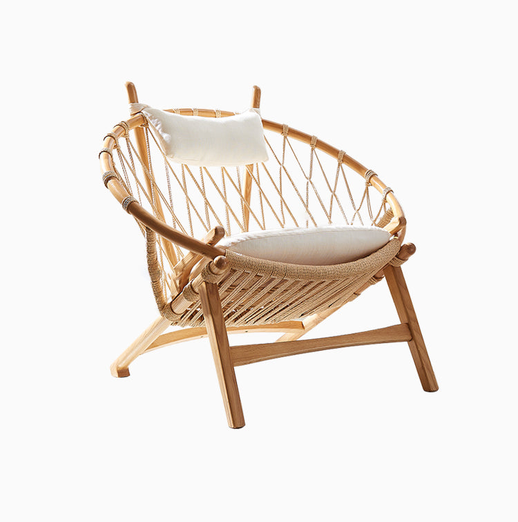 Scandinavian Papasan Chair Solid Color Wooden Papasan Chair for Living Room Natural Polyester Polyester Blend 1 Piece Clearhalo 'Accent Chairs' 'accent_chairs' 'Chairs & Seating' 'furn' 'furn_accent_chairs' 'Furniture' 'Living Room Furniture' 7567964