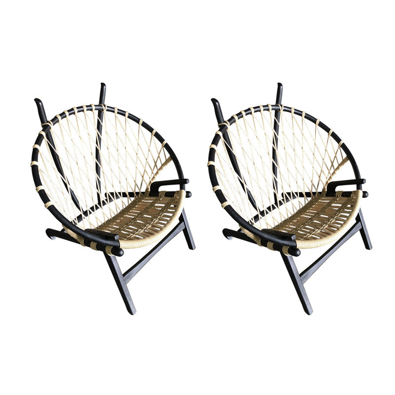 Scandinavian Papasan Chair Solid Color Wooden Papasan Chair for Living Room Black Polyester Polyester Blend 2 Piece Set Clearhalo 'Accent Chairs' 'accent_chairs' 'Chairs & Seating' 'furn' 'furn_accent_chairs' 'Furniture' 'Living Room Furniture' 7567966