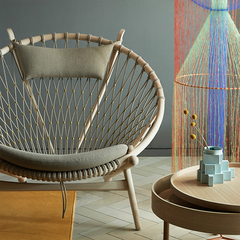 Scandinavian Papasan Chair Solid Color Wooden Papasan Chair for Living Room Clearhalo 'Accent Chairs' 'accent_chairs' 'Chairs & Seating' 'furn' 'furn_accent_chairs' 'Furniture' 'Living Room Furniture' 7567971