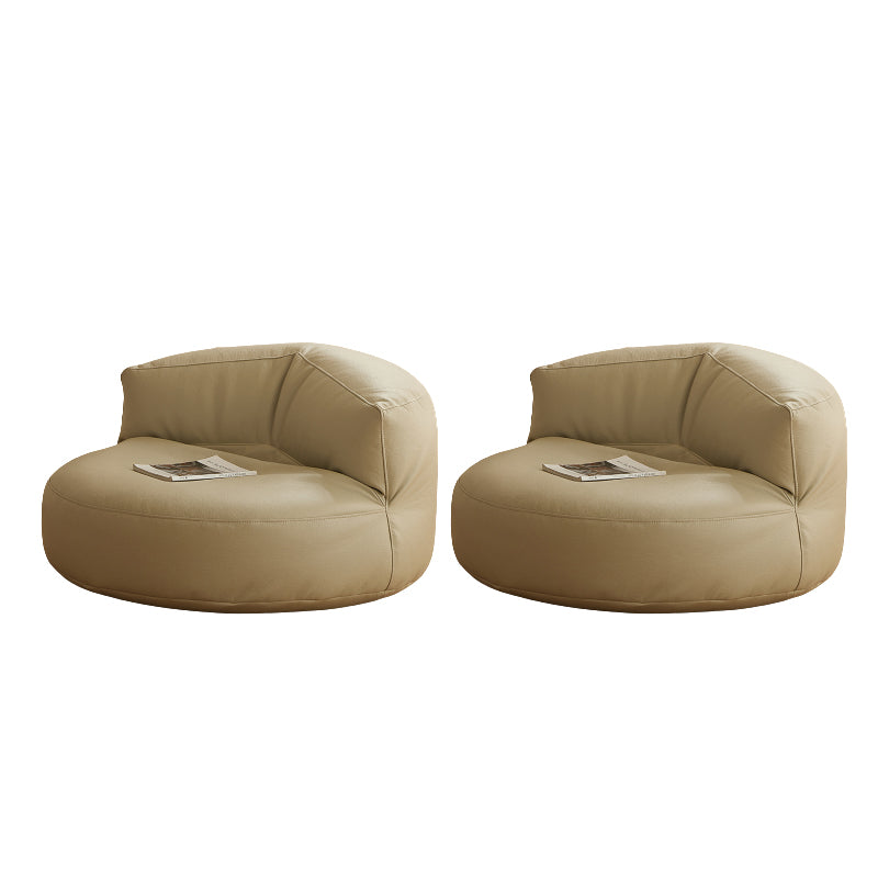 Contemporary Armless Single Sofa Chair Solid Color Accent Chair Off-White Microfiber Leather 2 Piece Set Clearhalo 'Accent Chairs' 'accent_chairs' 'Chairs & Seating' 'furn' 'furn_accent_chairs' 'Furniture' 'Living Room Furniture' 7567989