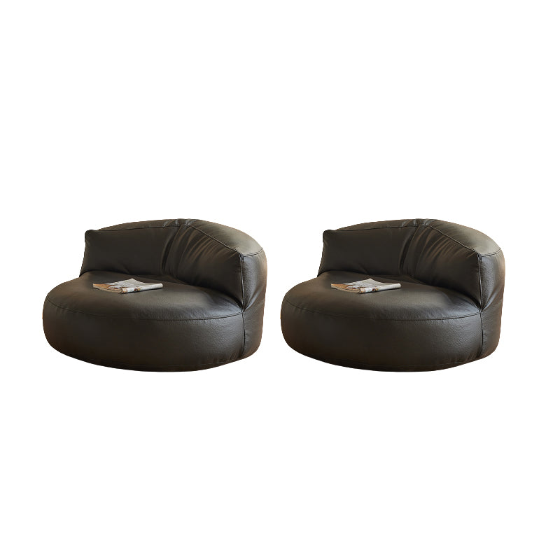Contemporary Armless Single Sofa Chair Solid Color Accent Chair Black Microfiber Leather 2 Piece Set Clearhalo 'Accent Chairs' 'accent_chairs' 'Chairs & Seating' 'furn' 'furn_accent_chairs' 'Furniture' 'Living Room Furniture' 7567993