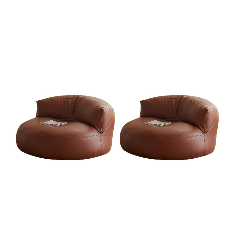 Contemporary Armless Single Sofa Chair Solid Color Accent Chair Brown Microfiber Leather 2 Piece Set Clearhalo 'Accent Chairs' 'accent_chairs' 'Chairs & Seating' 'furn' 'furn_accent_chairs' 'Furniture' 'Living Room Furniture' 7567995