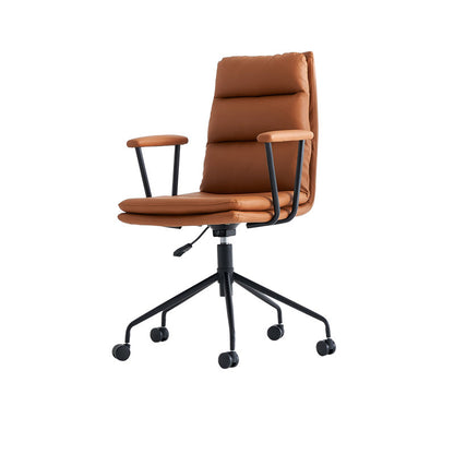 Mid-Century Modern Stick Side Chair Sewn Pillow Back Side Chair Orange Microfiber Leather 1 Piece Clearhalo 'Accent Chairs' 'accent_chairs' 'Chairs & Seating' 'furn' 'furn_accent_chairs' 'Furniture' 'Living Room Furniture' 7568059