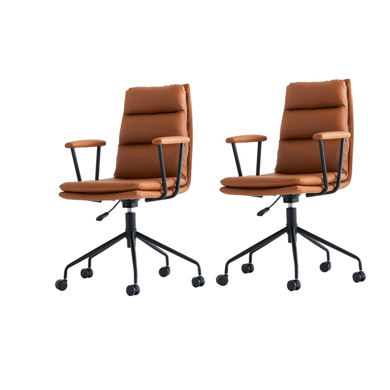 Mid-Century Modern Stick Side Chair Sewn Pillow Back Side Chair Orange Microfiber Leather 2 Piece Set Clearhalo 'Accent Chairs' 'accent_chairs' 'Chairs & Seating' 'furn' 'furn_accent_chairs' 'Furniture' 'Living Room Furniture' 7568067