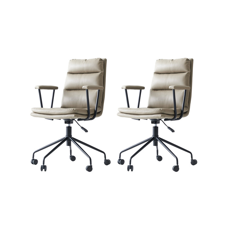 Mid-Century Modern Stick Side Chair Sewn Pillow Back Side Chair Gray Microfiber Leather 2 Piece Set Clearhalo 'Accent Chairs' 'accent_chairs' 'Chairs & Seating' 'furn' 'furn_accent_chairs' 'Furniture' 'Living Room Furniture' 7568070