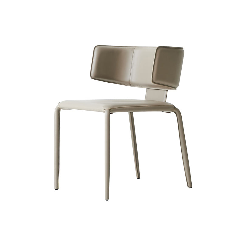 Mid-Century Modern Armless Side Chair Basic Four Leg Side Chair Khaki Gray Saddle Leather 1 Piece Clearhalo 'Accent Chairs' 'accent_chairs' 'Chairs & Seating' 'furn' 'furn_accent_chairs' 'Furniture' 'Living Room Furniture' 7568089