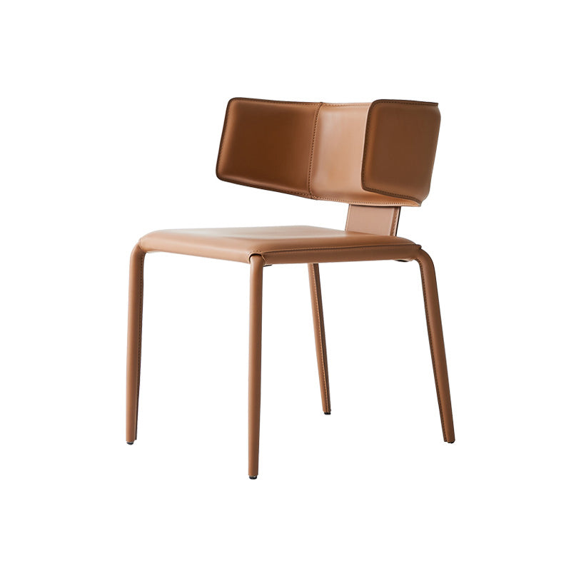 Mid-Century Modern Armless Side Chair Basic Four Leg Side Chair Tan Saddle Leather 1 Piece Clearhalo 'Accent Chairs' 'accent_chairs' 'Chairs & Seating' 'furn' 'furn_accent_chairs' 'Furniture' 'Living Room Furniture' 7568090