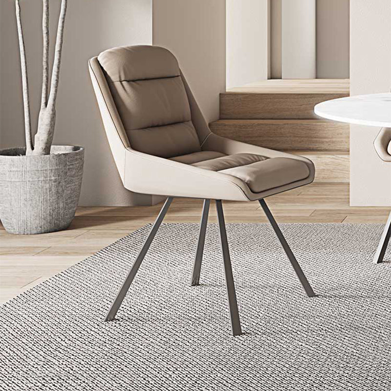 Mid-Century Modern Armless Side Chair Sewn Pillow Back Side Chair