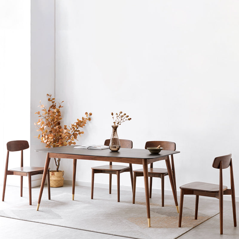 Mobili moderni di altezza standard Tavolo da pranzo a 4 gambe in legno massello da 5/7 pezzi con sedia