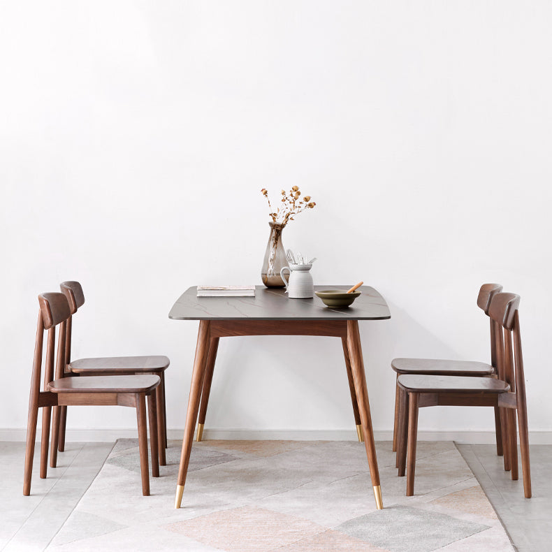 Mobili moderni di altezza standard Tavolo da pranzo a 4 gambe in legno massello da 5/7 pezzi con sedia