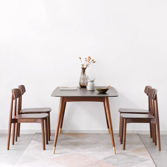 Muebles de altura estándar moderna 5/7 piezas de madera maciza 4 patas mesa de comedor con silla