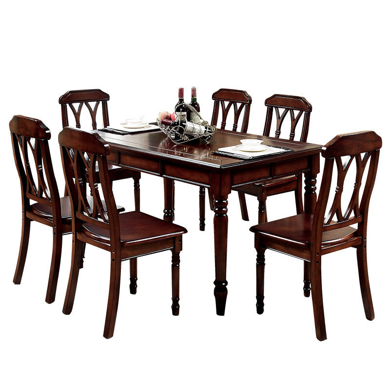 Set da sala da pranzo con sedia e tavolo da 7 pezzi Set da sala da pranzo in legno massello