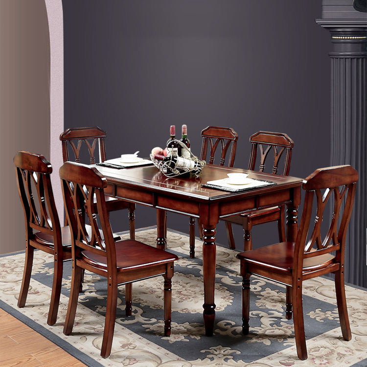 Set da sala da pranzo con sedia e tavolo da 7 pezzi Set da sala da pranzo in legno massello