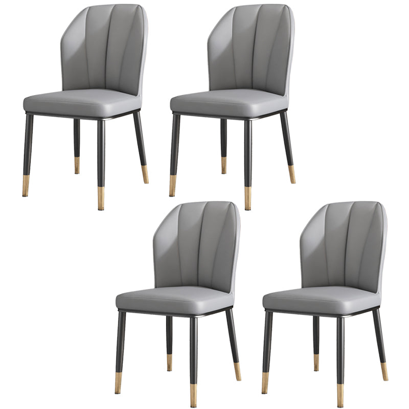 Luxury Style Metal Chair Parsons Kitchen Dining Side Chair for Dinning Room Grey 4 Piece Set Clearhalo 'Dining Chairs' 'Dining Tables & Seating' 'dining_chair' 'furn' 'furn_dining_chair' 'Furniture' 'Kitchen & Dining Furniture' 7568957