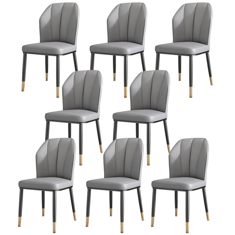 Luxury Style Metal Chair Parsons Kitchen Dining Side Chair for Dinning Room Grey 8 Piece Set Clearhalo 'Dining Chairs' 'Dining Tables & Seating' 'dining_chair' 'furn' 'furn_dining_chair' 'Furniture' 'Kitchen & Dining Furniture' 7568959