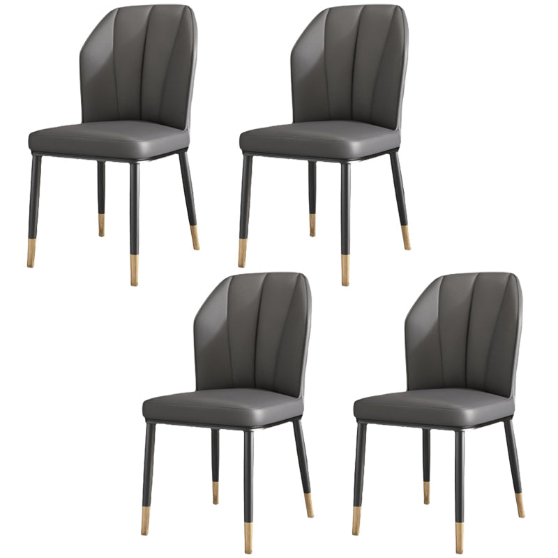 Luxury Style Metal Chair Parsons Kitchen Dining Side Chair for Dinning Room Dark Gray 4 Piece Set Clearhalo 'Dining Chairs' 'Dining Tables & Seating' 'dining_chair' 'furn' 'furn_dining_chair' 'Furniture' 'Kitchen & Dining Furniture' 7568961