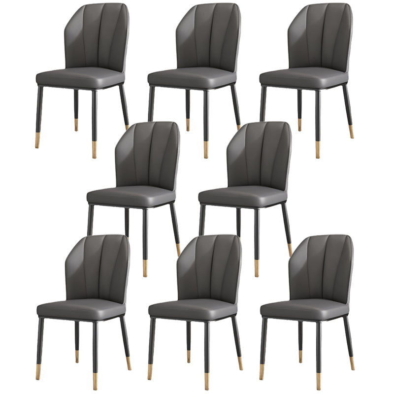 Luxury Style Metal Chair Parsons Kitchen Dining Side Chair for Dinning Room Dark Gray 8 Piece Set Clearhalo 'Dining Chairs' 'Dining Tables & Seating' 'dining_chair' 'furn' 'furn_dining_chair' 'Furniture' 'Kitchen & Dining Furniture' 7568962
