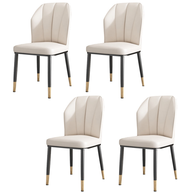 Luxury Style Metal Chair Parsons Kitchen Dining Side Chair for Dinning Room White 4 Piece Set Clearhalo 'Dining Chairs' 'Dining Tables & Seating' 'dining_chair' 'furn' 'furn_dining_chair' 'Furniture' 'Kitchen & Dining Furniture' 7568964