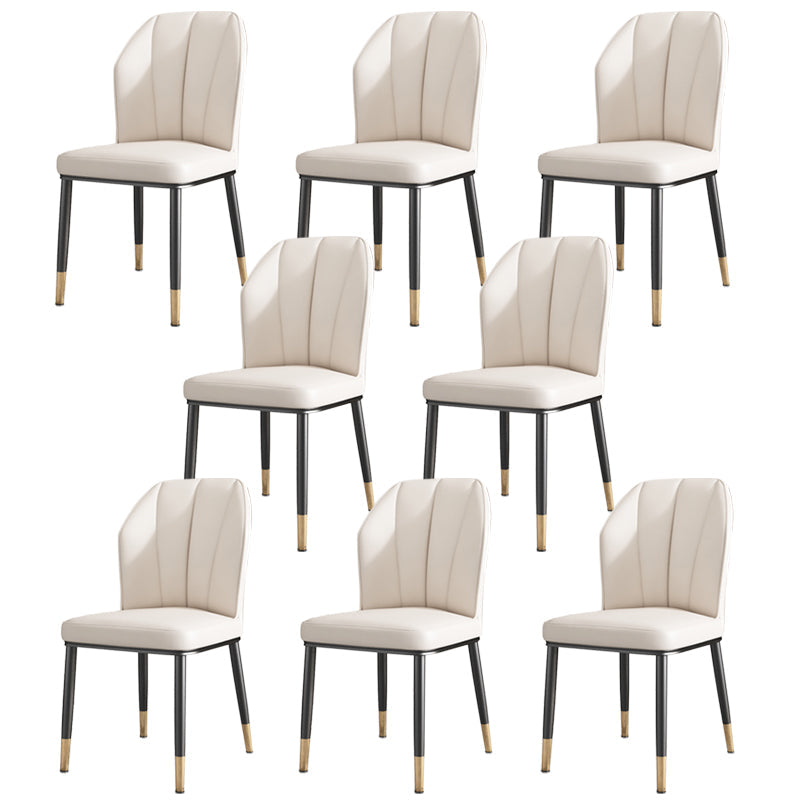 Luxury Style Metal Chair Parsons Kitchen Dining Side Chair for Dinning Room White 8 Piece Set Clearhalo 'Dining Chairs' 'Dining Tables & Seating' 'dining_chair' 'furn' 'furn_dining_chair' 'Furniture' 'Kitchen & Dining Furniture' 7568967