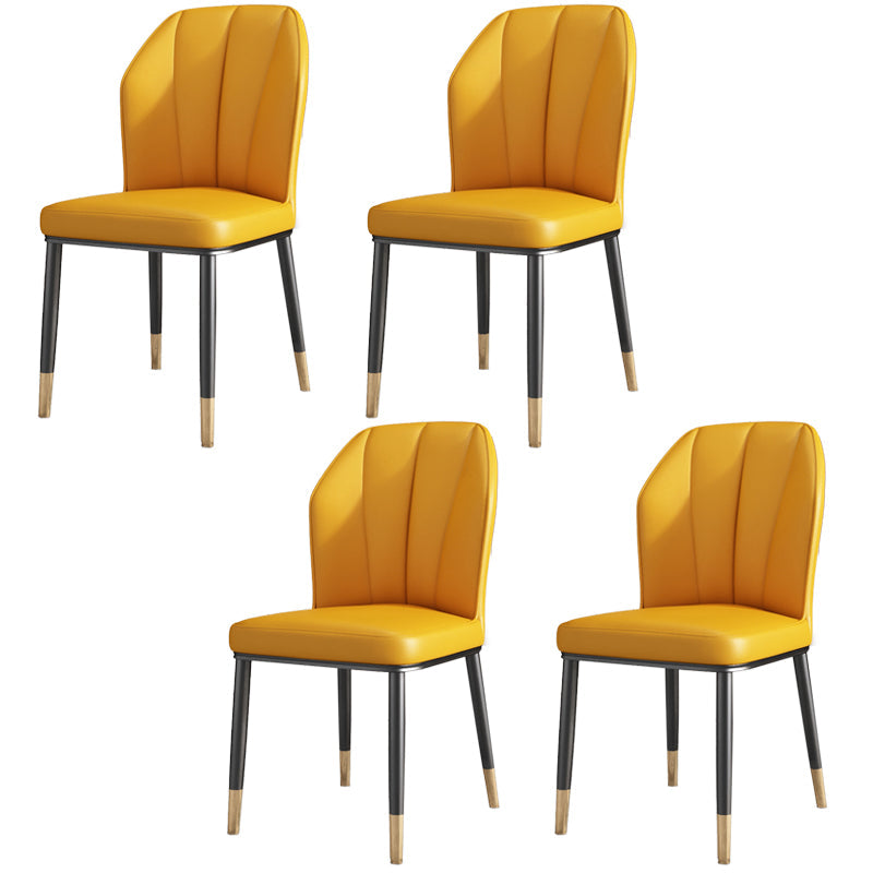 Luxury Style Metal Chair Parsons Kitchen Dining Side Chair for Dinning Room Yellow 4 Piece Set Clearhalo 'Dining Chairs' 'Dining Tables & Seating' 'dining_chair' 'furn' 'furn_dining_chair' 'Furniture' 'Kitchen & Dining Furniture' 7568968