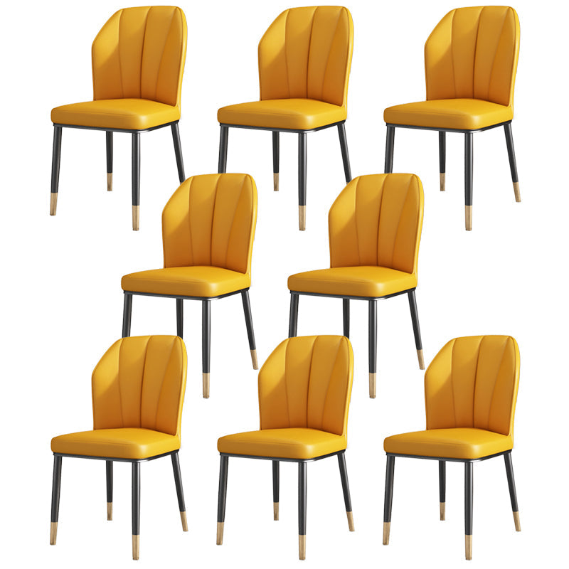 Luxury Style Metal Chair Parsons Kitchen Dining Side Chair for Dinning Room Yellow 8 Piece Set Clearhalo 'Dining Chairs' 'Dining Tables & Seating' 'dining_chair' 'furn' 'furn_dining_chair' 'Furniture' 'Kitchen & Dining Furniture' 7568970