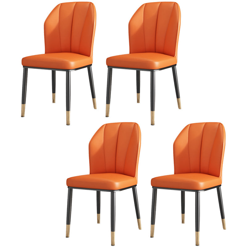 Luxury Style Metal Chair Parsons Kitchen Dining Side Chair for Dinning Room Orange 4 Piece Set Clearhalo 'Dining Chairs' 'Dining Tables & Seating' 'dining_chair' 'furn' 'furn_dining_chair' 'Furniture' 'Kitchen & Dining Furniture' 7568973