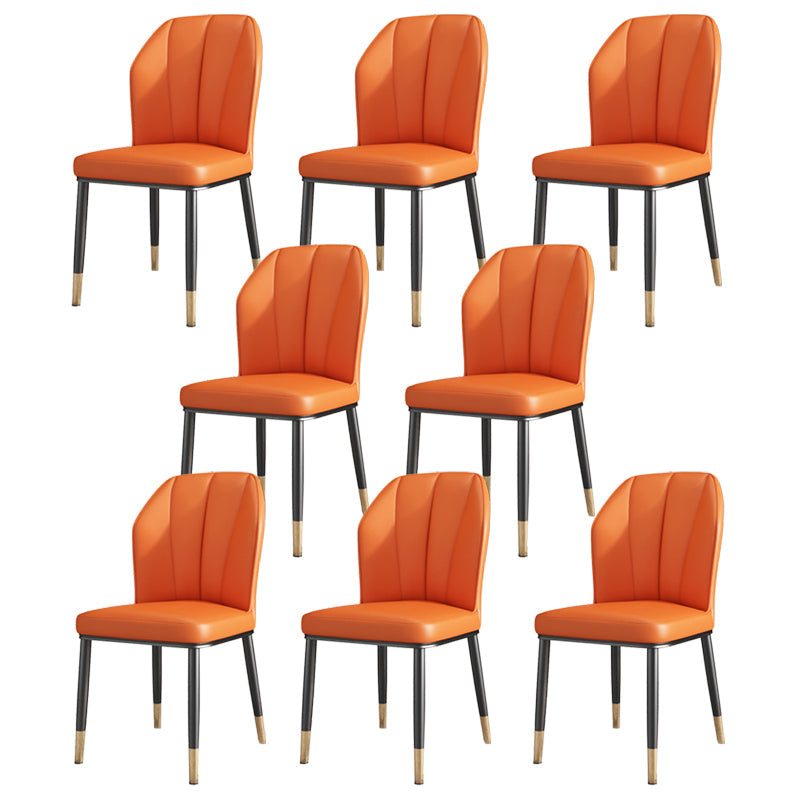 Luxury Style Metal Chair Parsons Kitchen Dining Side Chair for Dinning Room Orange 8 Piece Set Clearhalo 'Dining Chairs' 'Dining Tables & Seating' 'dining_chair' 'furn' 'furn_dining_chair' 'Furniture' 'Kitchen & Dining Furniture' 7568974