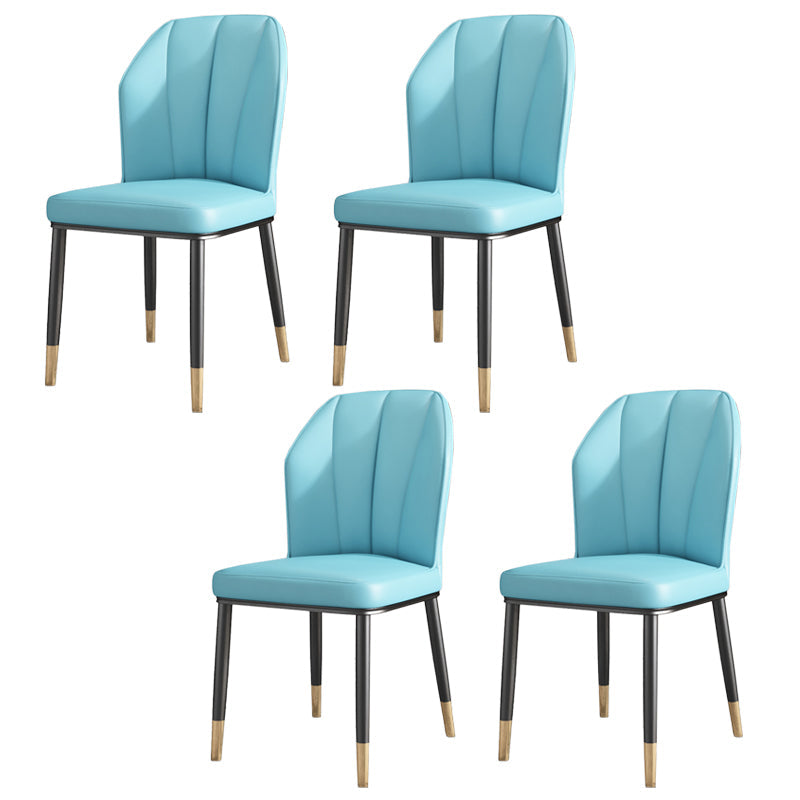 Luxury Style Metal Chair Parsons Kitchen Dining Side Chair for Dinning Room Blue 4 Piece Set Clearhalo 'Dining Chairs' 'Dining Tables & Seating' 'dining_chair' 'furn' 'furn_dining_chair' 'Furniture' 'Kitchen & Dining Furniture' 7568976