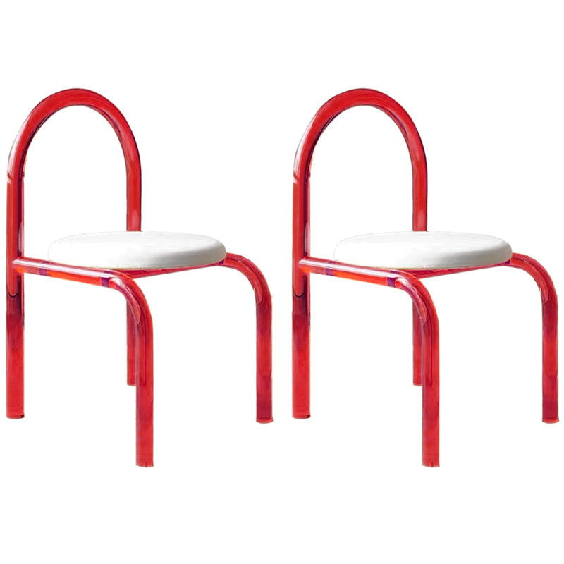 Modern Simple Side Chair Plastic Frame Side Dining Chair for Home Use Red 2 Piece Set Clearhalo 'Dining Chairs' 'Dining Tables & Seating' 'dining_chair' 'furn' 'furn_dining_chair' 'Furniture' 'Kitchen & Dining Furniture' 7568982