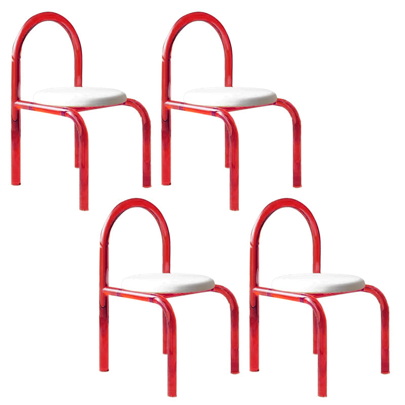 Modern Simple Side Chair Plastic Frame Side Dining Chair for Home Use Red 4 Piece Set Clearhalo 'Dining Chairs' 'Dining Tables & Seating' 'dining_chair' 'furn' 'furn_dining_chair' 'Furniture' 'Kitchen & Dining Furniture' 7568984