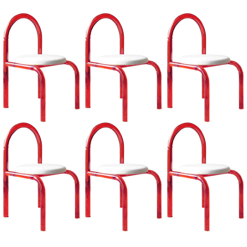 Modern Simple Side Chair Plastic Frame Side Dining Chair for Home Use Red 6 Piece Set Clearhalo 'Dining Chairs' 'Dining Tables & Seating' 'dining_chair' 'furn' 'furn_dining_chair' 'Furniture' 'Kitchen & Dining Furniture' 7568986