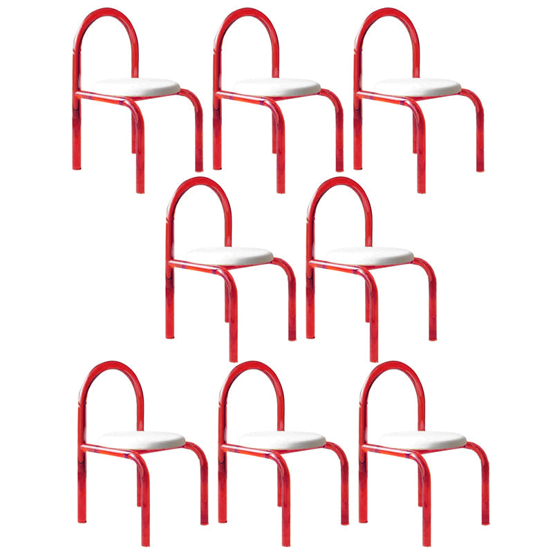 Modern Simple Side Chair Plastic Frame Side Dining Chair for Home Use Red 8 Piece Set Clearhalo 'Dining Chairs' 'Dining Tables & Seating' 'dining_chair' 'furn' 'furn_dining_chair' 'Furniture' 'Kitchen & Dining Furniture' 7568988