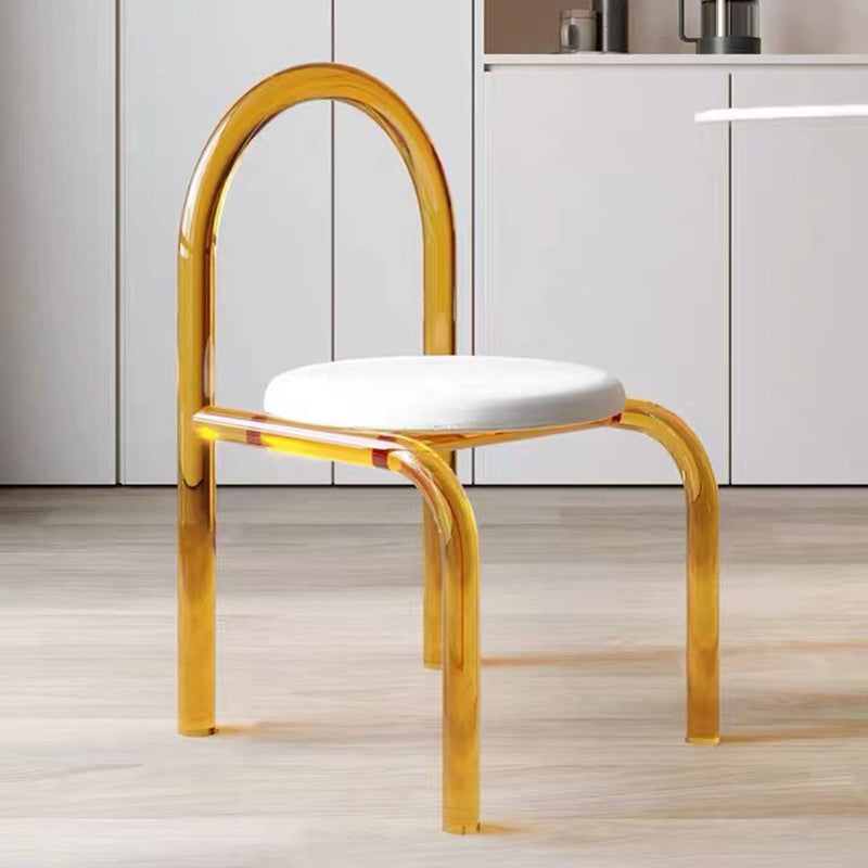 Modern Simple Side Chair Plastic Frame Side Dining Chair for Home Use Yellow 1 Piece Clearhalo 'Dining Chairs' 'Dining Tables & Seating' 'dining_chair' 'furn' 'furn_dining_chair' 'Furniture' 'Kitchen & Dining Furniture' 7568989
