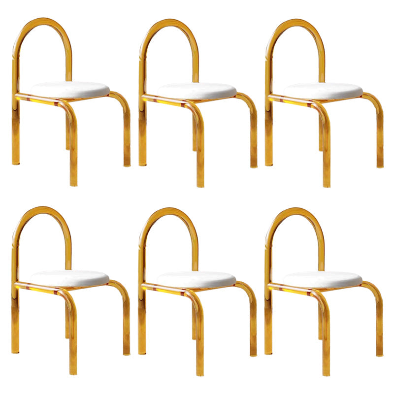 Modern Simple Side Chair Plastic Frame Side Dining Chair for Home Use Yellow 6 Piece Set Clearhalo 'Dining Chairs' 'Dining Tables & Seating' 'dining_chair' 'furn' 'furn_dining_chair' 'Furniture' 'Kitchen & Dining Furniture' 7568996