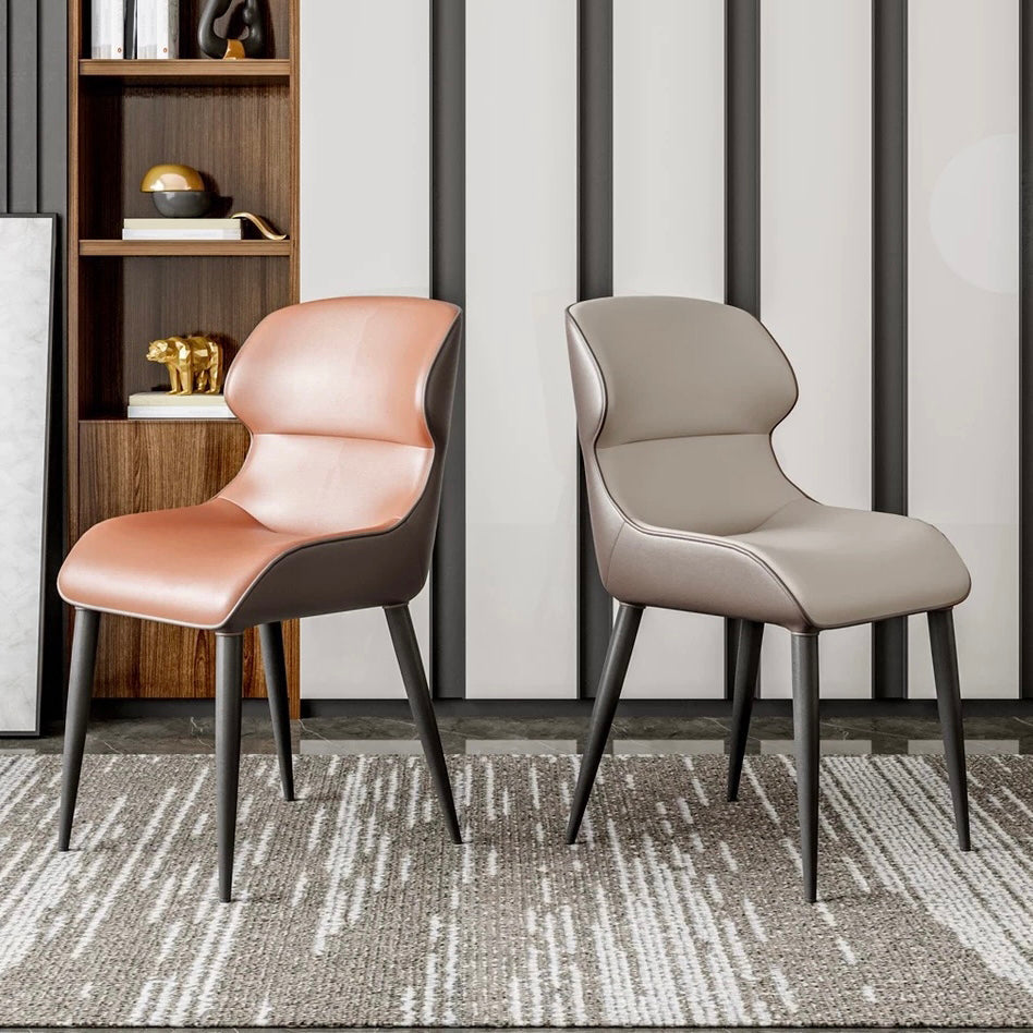 Modern Simple Side Chair Faux Leather Wingback Chair for Bedroom