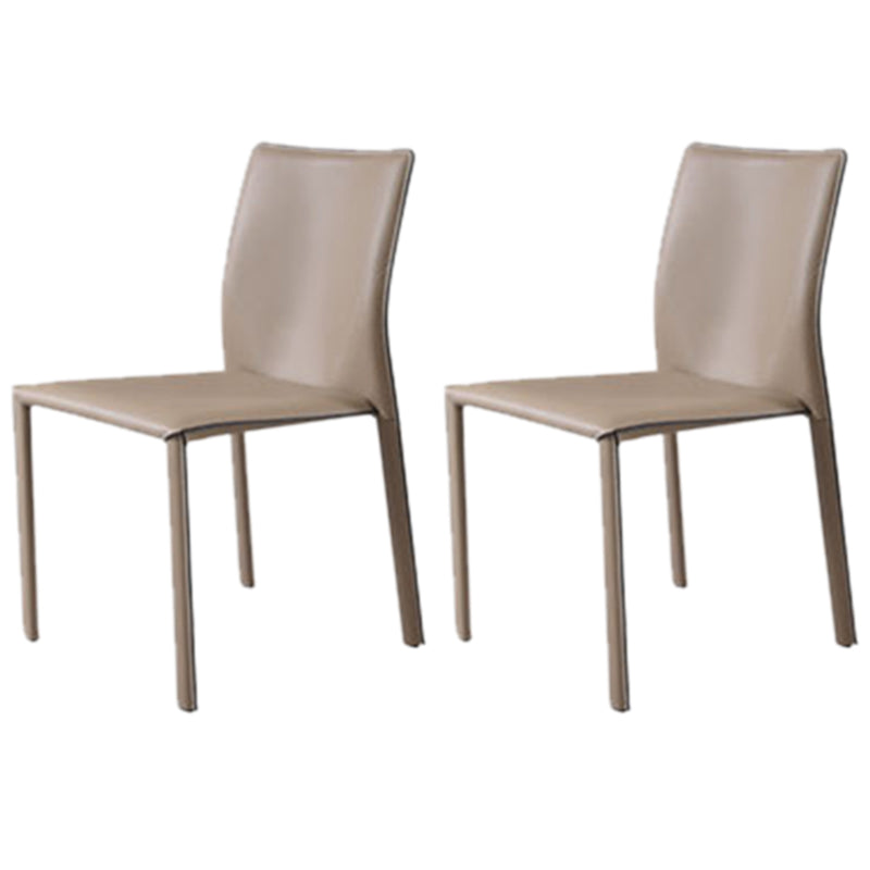 Nordic Style Side Chair Faux Leather Kitchen Dining Chair with Metal Frame (Set of 2)