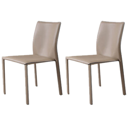 Nordic Style Side Chair Faux Leather Kitchen Dining Chair with Metal Frame (Set of 2)