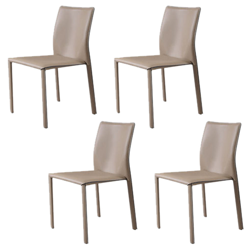 Nordic Style Side Chair Faux Leather Kitchen Dining Chair with Metal Frame (Set of 2)