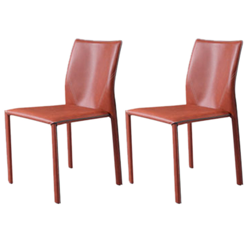 Nordic Style Side Chair Faux Leather Kitchen Dining Chair with Metal Frame (Set of 2)