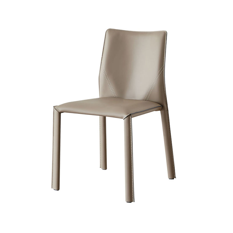 Nordic Style Side Chair Faux Leather Kitchen Dining Chair with Metal Frame (Set of 2)