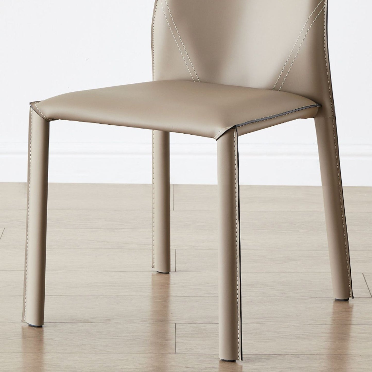 Nordic Style Side Chair Faux Leather Kitchen Dining Chair with Metal Frame (Set of 2)