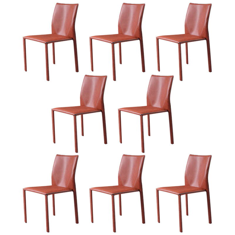 Nordic Style Side Chair Faux Leather Kitchen Dining Chair with Metal Frame (Set of 2)